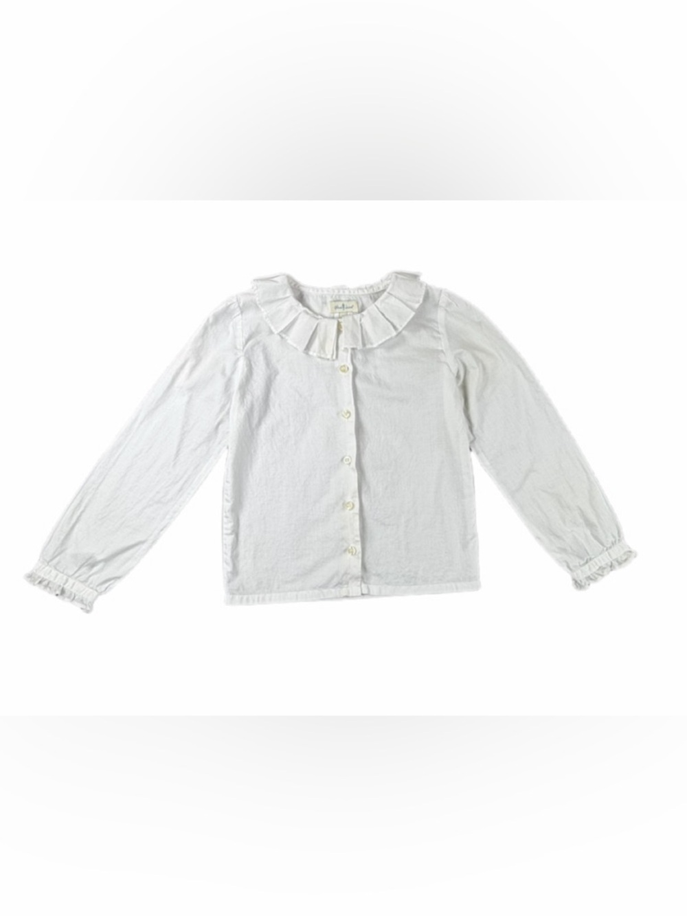 OLIVE JUICE Long Sleeve Cotton Pleat Collar Button Front Blouse - 6